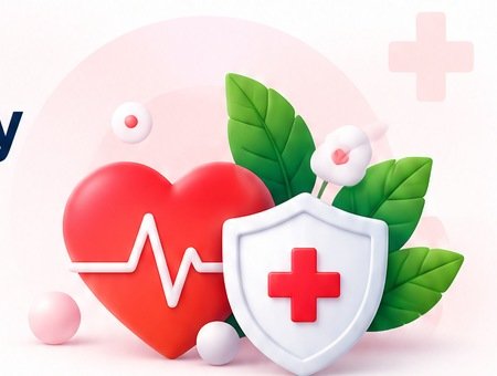 Heart and medical shield illustration